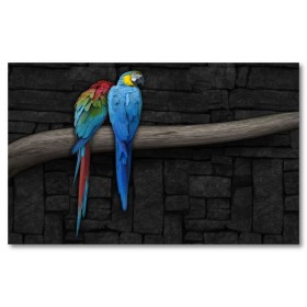 Αφίσα (πολύχρωμος, παπαγάλος, πουλιά, κλαδιά)